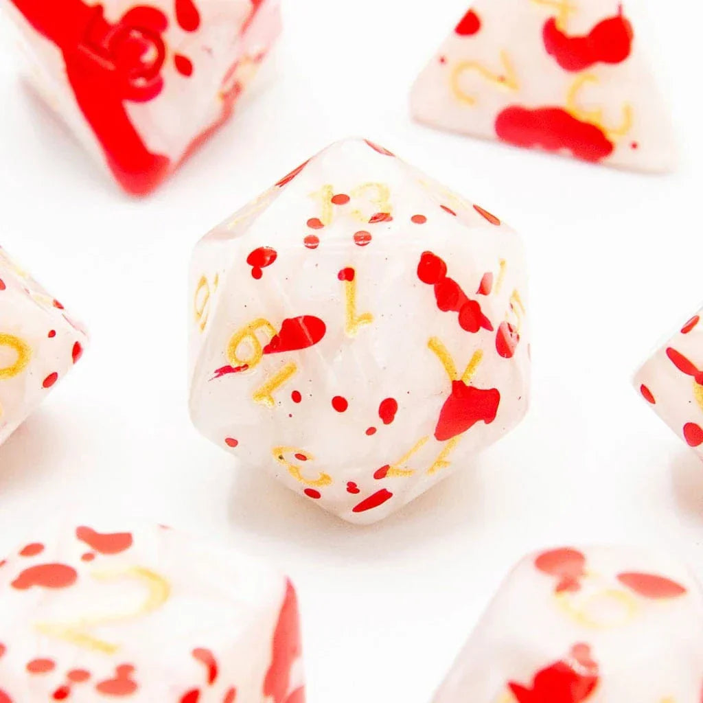 Tabletop Dominion DICE Bloodstained Ivory | Acrylic Dice | 7 Piece Set