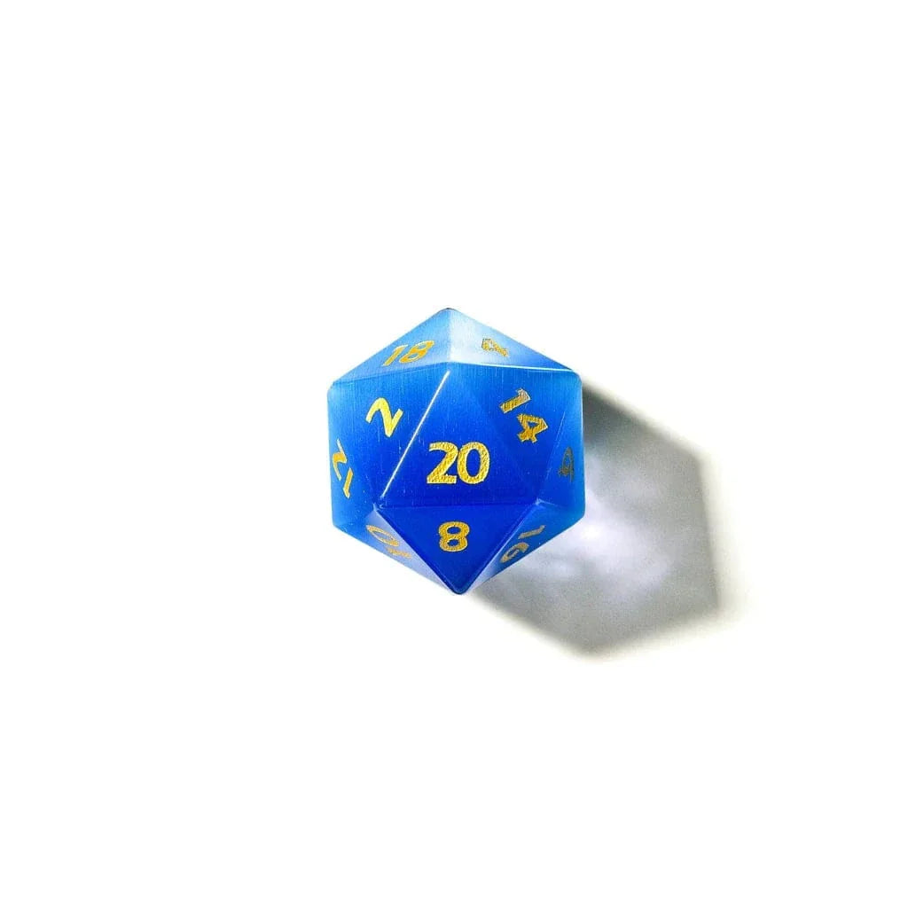 Tabletop Dominion DICE Blue Cats Eye | Natural Gemstone | 7 Piece Set