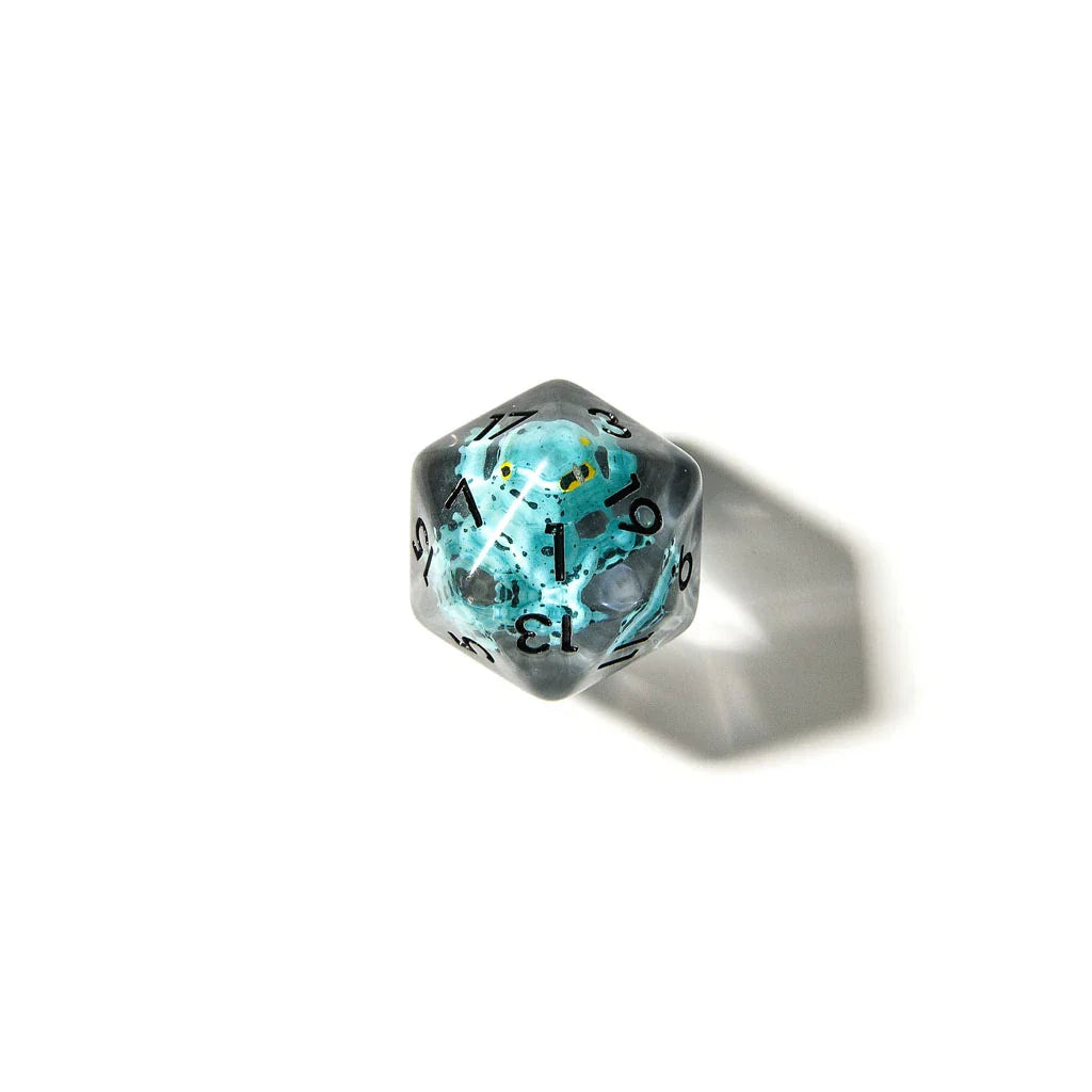 Blue Frogs | Resin Inclusion Dice | 7 Piece Set - DICE