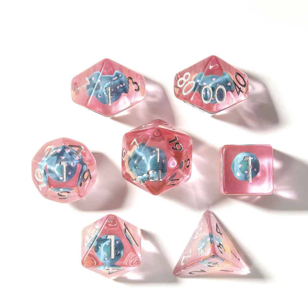 Blue Mushies | Resin Inclusion Dice | 7 Piece Set - DICE
