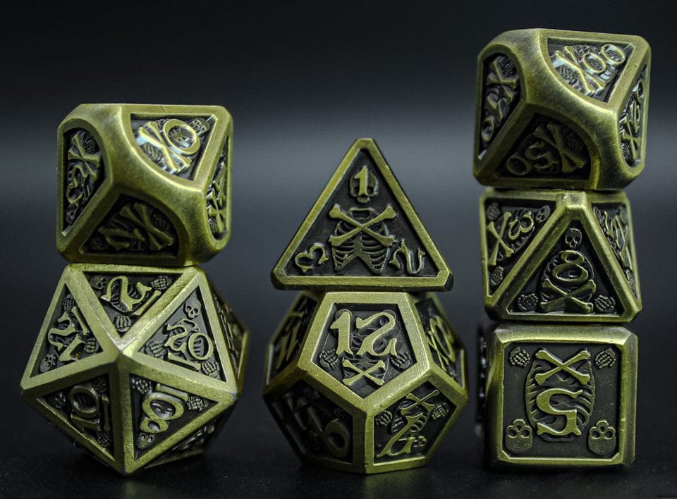 Tabletop Dominion DICE Boneshadow | Solid Metal | 7 Piece Set