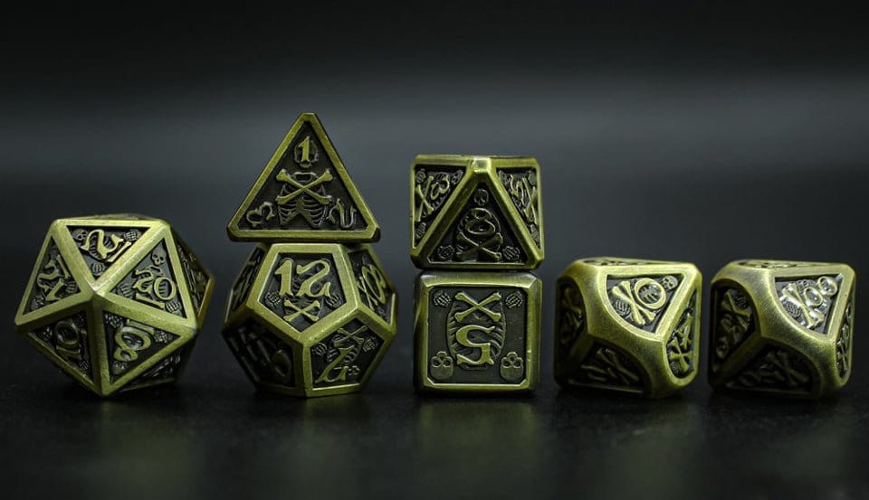 Tabletop Dominion DICE Boneshadow | Solid Metal | 7 Piece Set