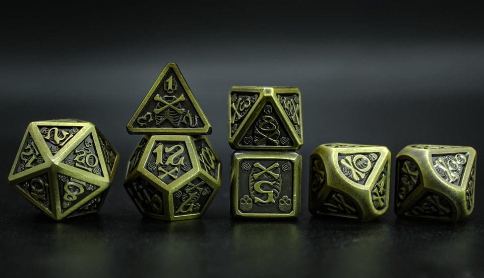 Tabletop Dominion DICE Boneshadow | Solid Metal | 7 Piece Set