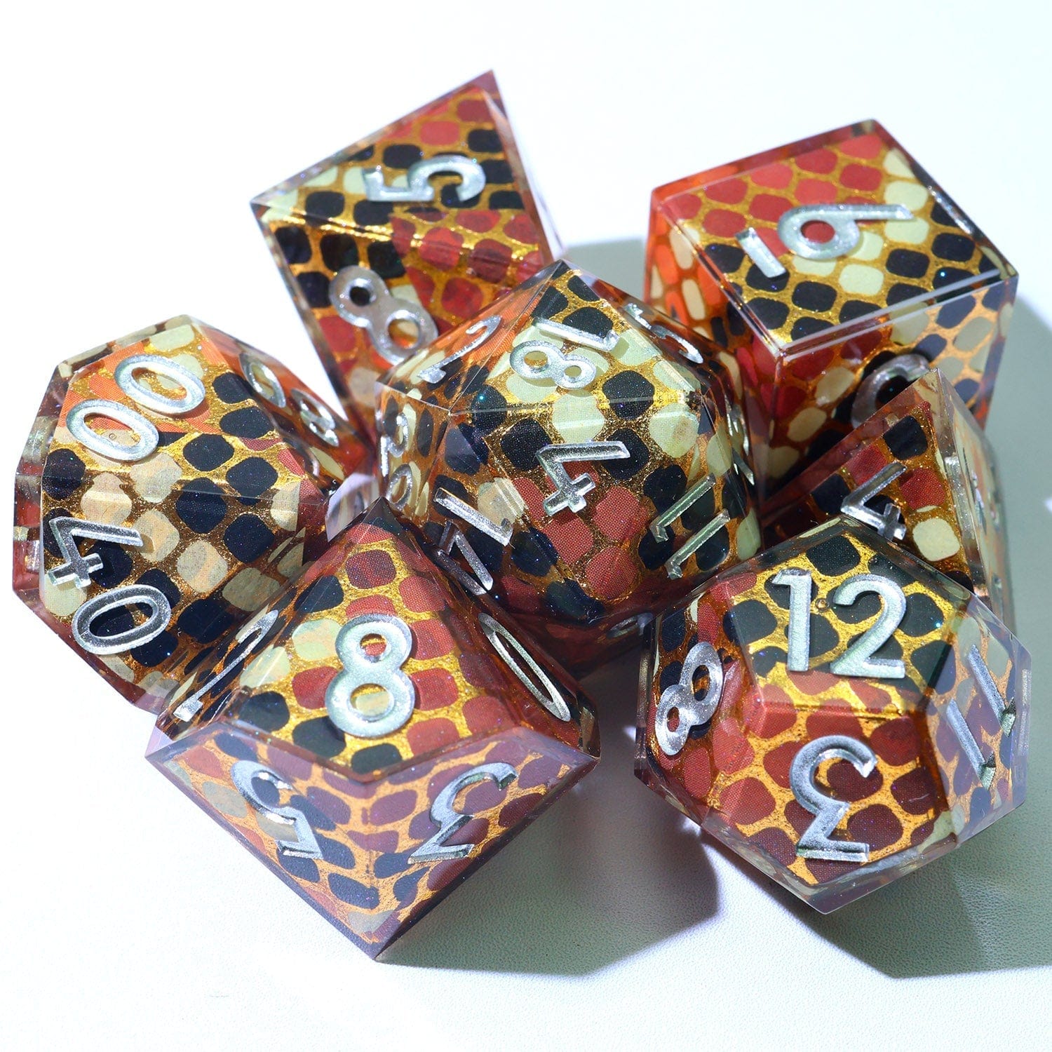 Tabletop Dominion DICE Cindercoil | Art Core Dice | 7 Piece Set