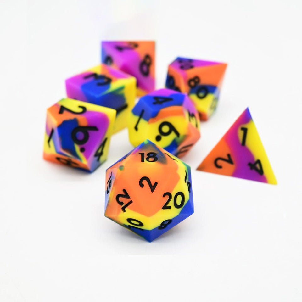 Colourful Squish Rocks | Silicone Dice | 7 Piece Set - DICE