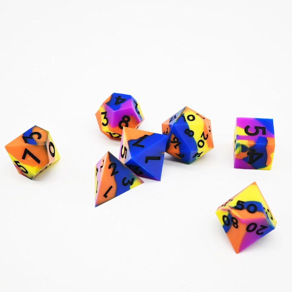 Colourful Squish Rocks | Silicone Dice | 7 Piece Set - DICE