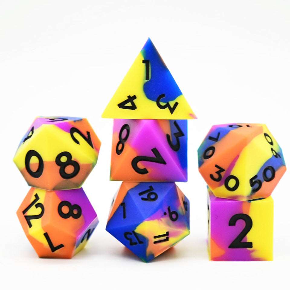 Colourful Squish Rocks | Silicone Dice | 7 Piece Set - DICE