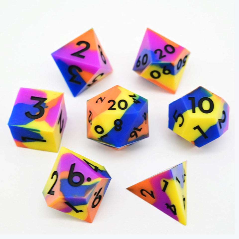 Colourful Squish Rocks | Silicone Dice | 7 Piece Set - DICE