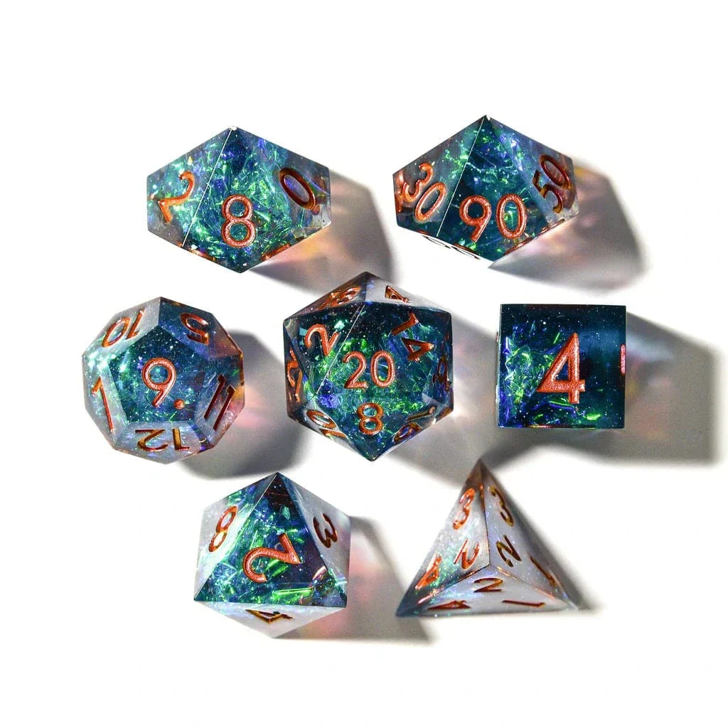 Tabletop Dominion DICE Cosmic Veil | Sharp Edge Dice | 7 Piece Set
