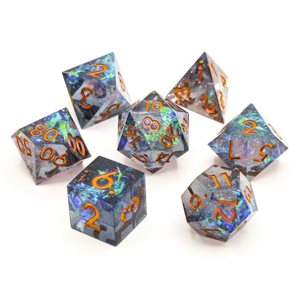 Tabletop Dominion DICE Cosmic Veil | Sharp Edge Dice | 7 Piece Set