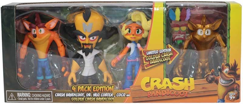 Purple Anime Action figure CRASH BANDICOOT FIGURES 4 PACK