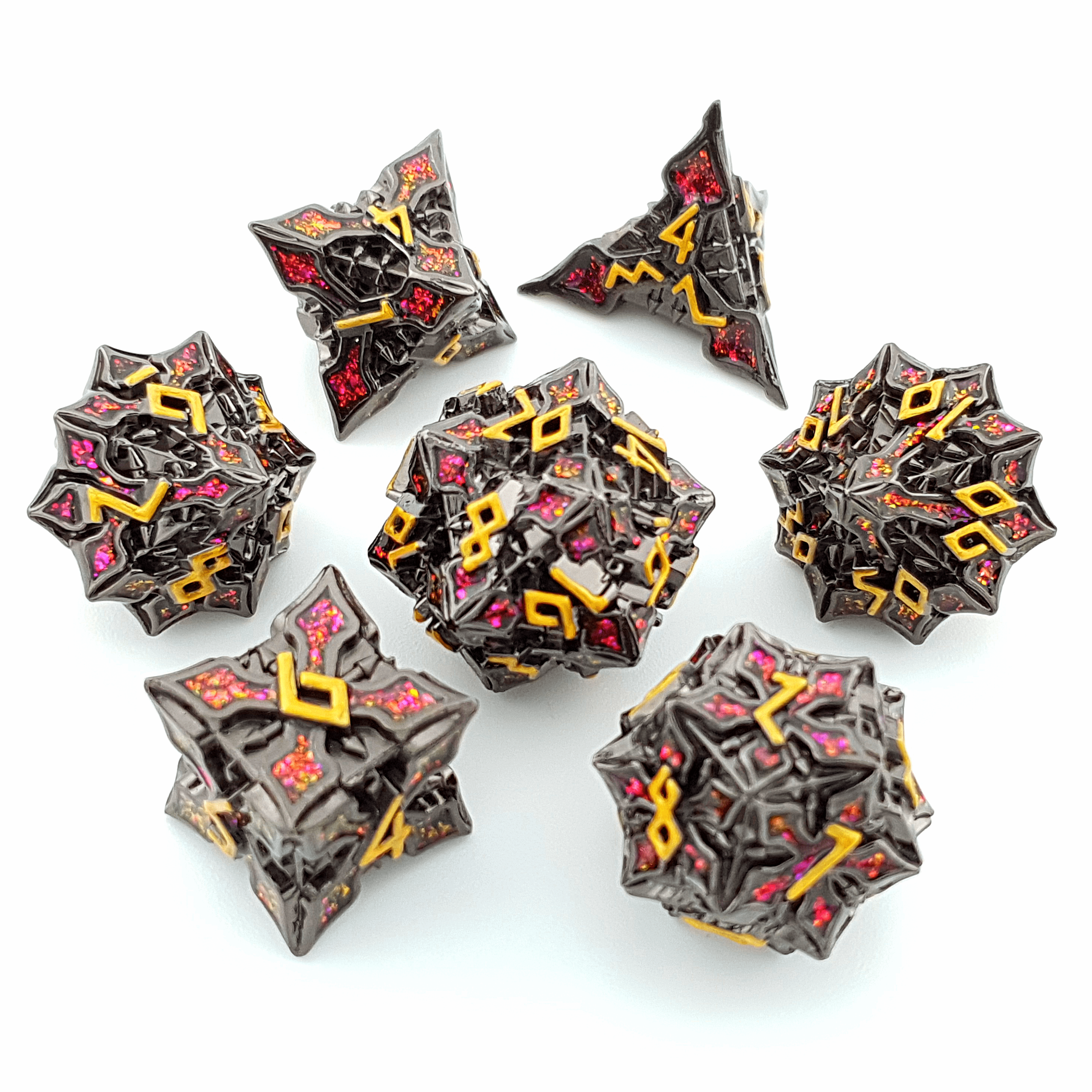 Tabletop Dominion DICE Crimson Thorn | Solid Metal Dice | 7 Piece Set