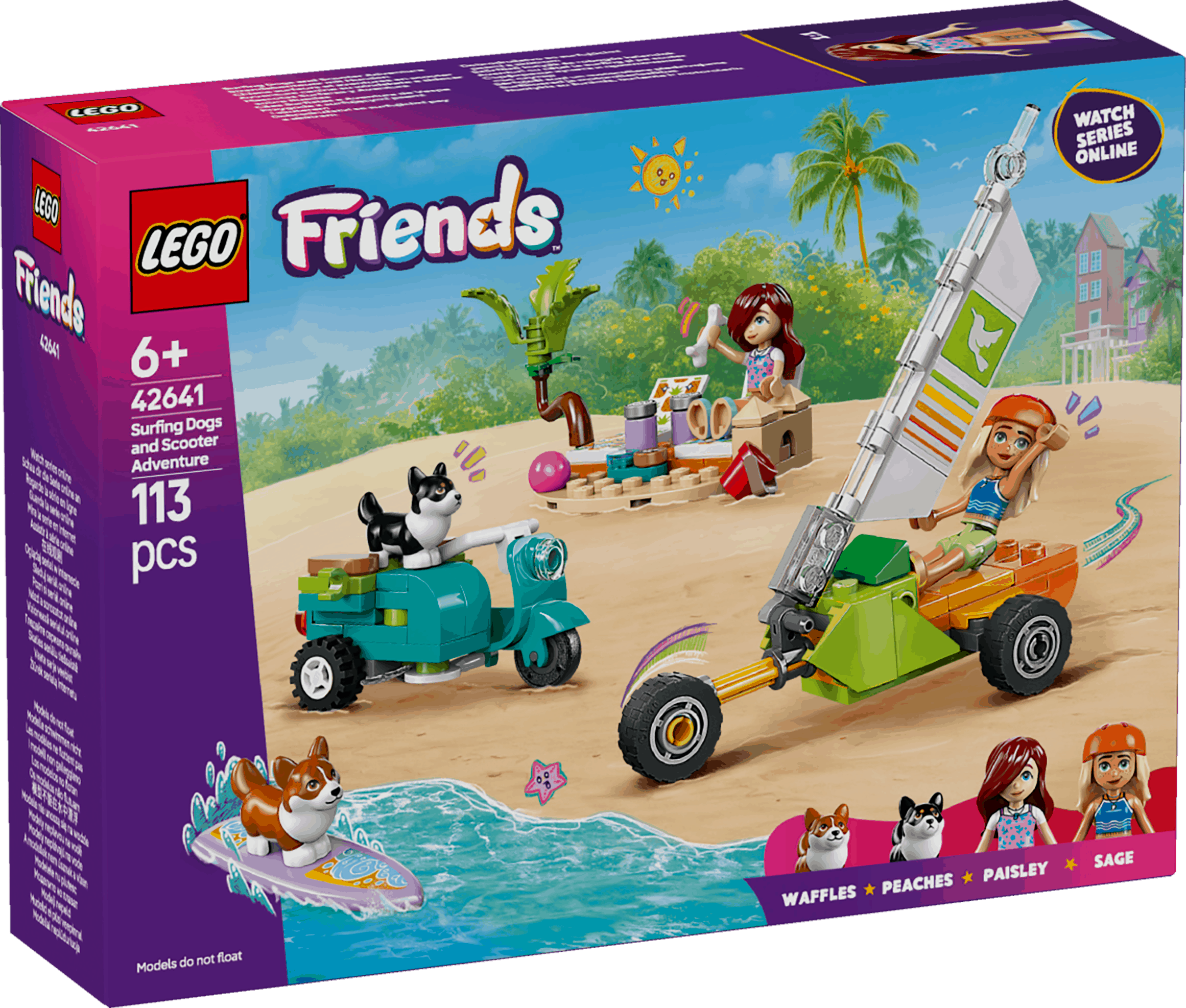 Curious Minds Toys & Games > Toys > Construction Toys > Interlocking Blocks > LEGO > Friends Lego Friends 42641 Surfing Dogs & Scooter Adventure Playset for Age 6+