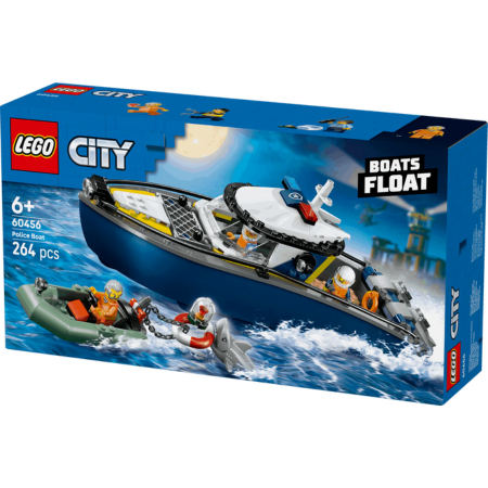 Curious Minds Toys & Games > Toys > Construction Toys > Interlocking Blocks > LEGO > LEGO City Lego City Police 60456 Police Boat Chase Toy Playset for Ages 6 and Up