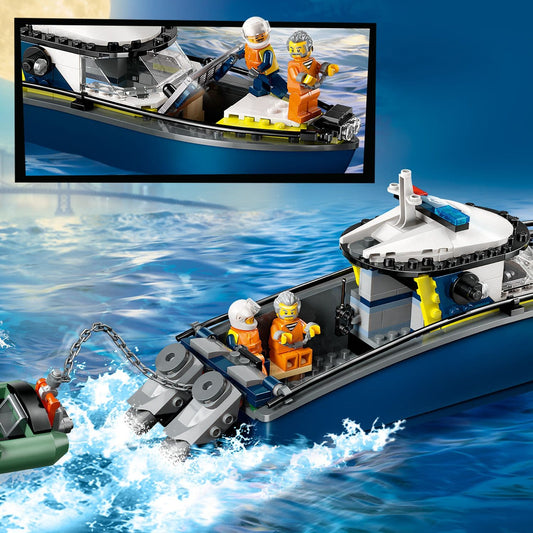 Curious Minds Toys & Games > Toys > Construction Toys > Interlocking Blocks > LEGO > LEGO City Lego City Police 60456 Police Boat Chase Toy Playset for Ages 6 and Up