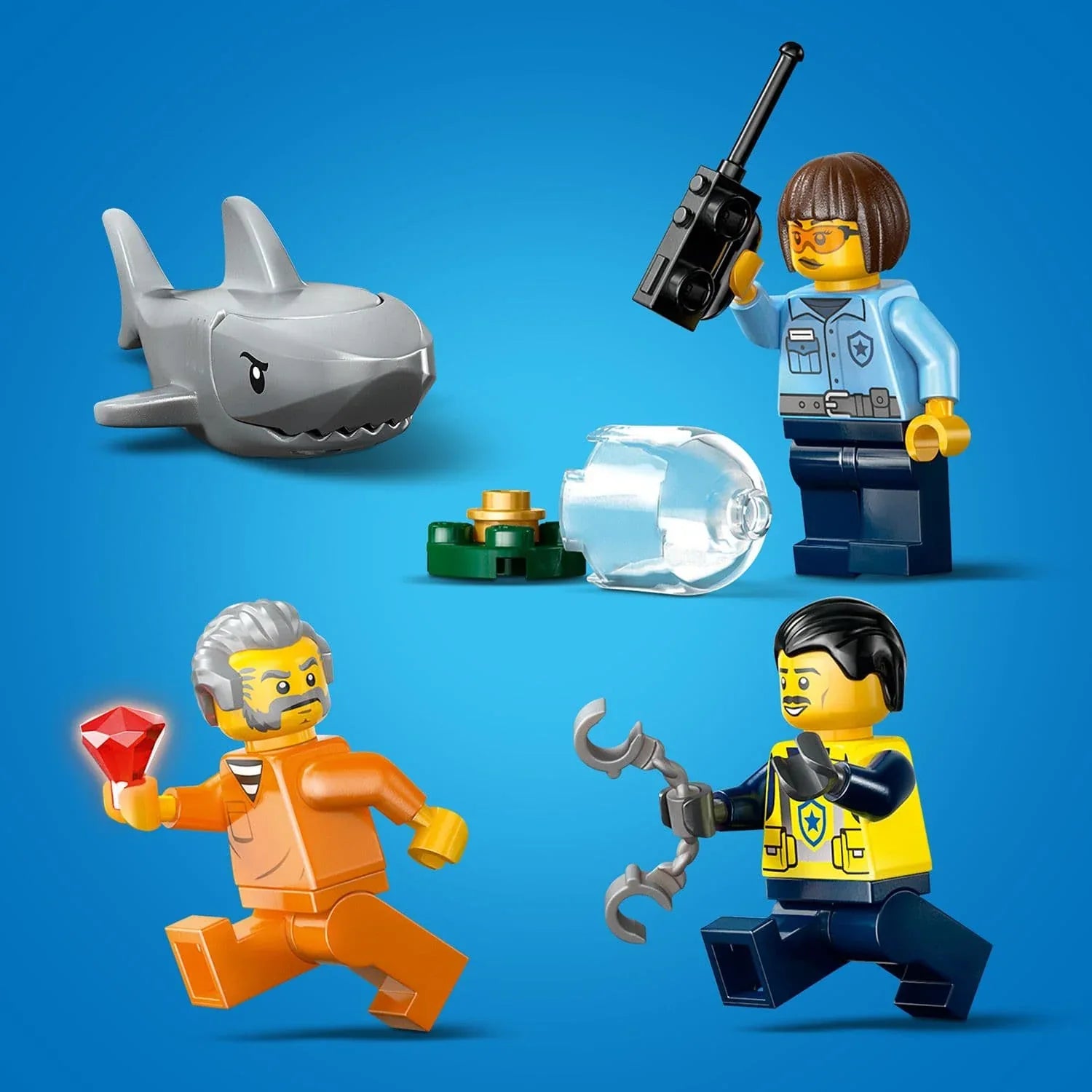 Curious Minds Toys & Games > Toys > Construction Toys > Interlocking Blocks > LEGO > LEGO City Lego City Police 60456 Police Boat Chase Toy Playset for Ages 6 and Up