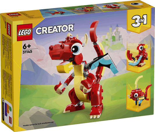 Curious Minds Toys & Games > Toys > Construction Toys > Interlocking Blocks > LEGO > LEGO Creator Lego Creator 3 in 1 31145 Red Dragon Buildable Playset for Ages 6 & Up