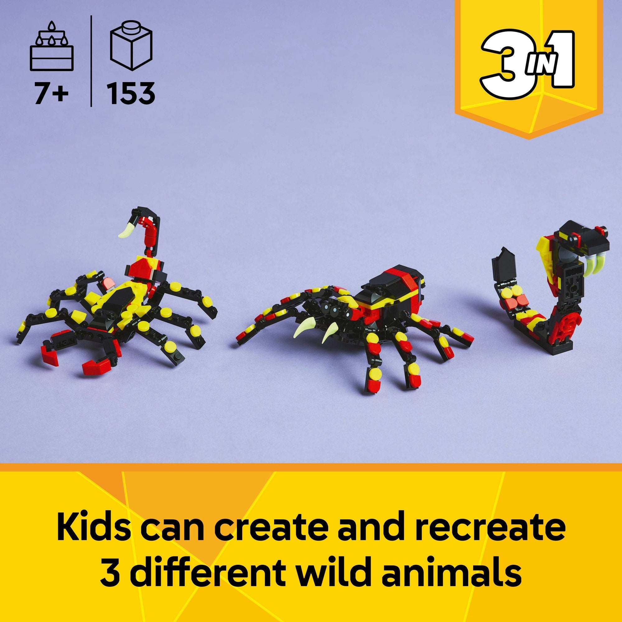 Curious Minds Toys & Games > Toys > Construction Toys > Interlocking Blocks > LEGO > LEGO Creator Lego Creator 3 in 1 31159 Wild Animals: Surprising Spider for Ages 7+