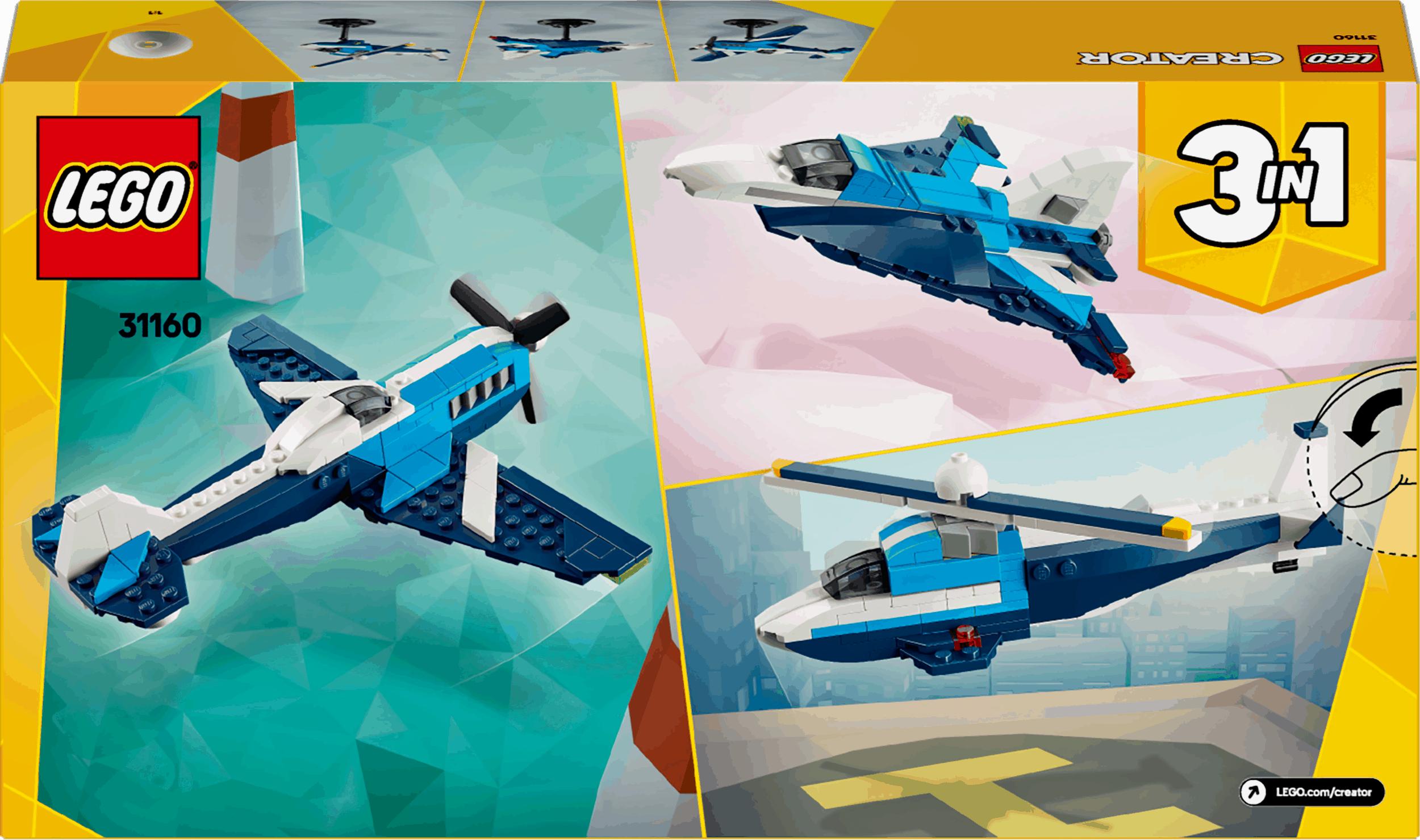 Curious Minds Toys & Games > Toys > Construction Toys > Interlocking Blocks > LEGO > LEGO Creator Lego Creator 3 in 1 31160 Aircraft: Race Plane Playset for Ages 7 & Up