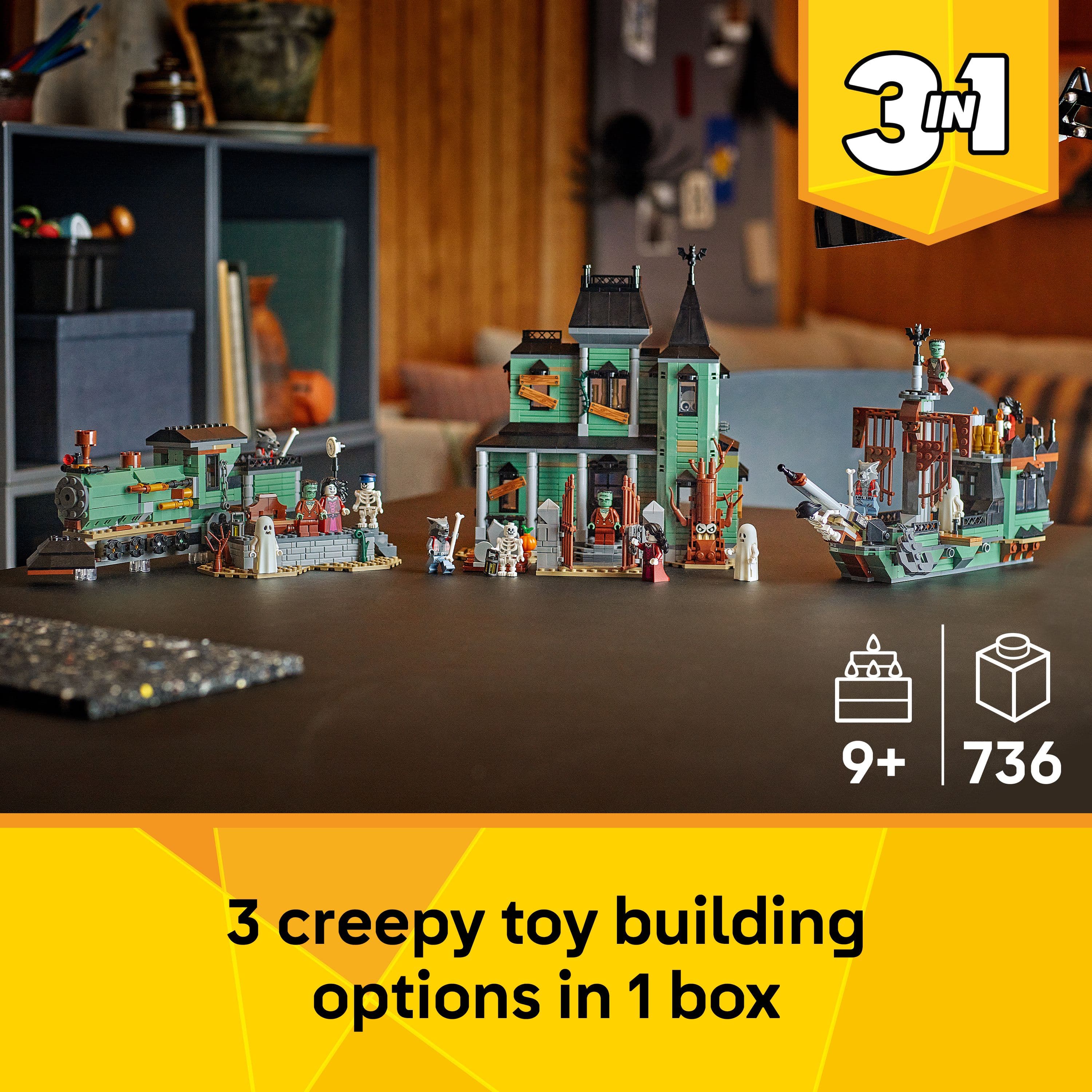 Curious Minds Toys & Games > Toys > Construction Toys > Interlocking Blocks > LEGO > LEGO Creator Lego Creator 3 in 1 31167 Haunted Mansion Rebuildable Set for Ages 9+