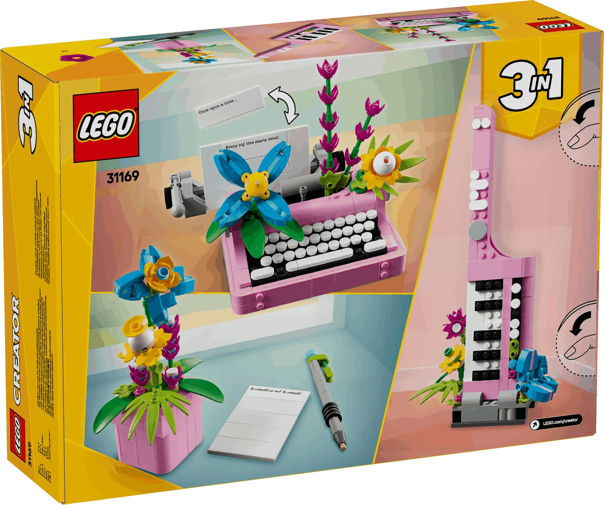 Curious Minds Toys & Games > Toys > Construction Toys > Interlocking Blocks > LEGO > LEGO Creator Lego Creator 3 in 1 31169 Typewriter with Flowers for Ages 8 and Up