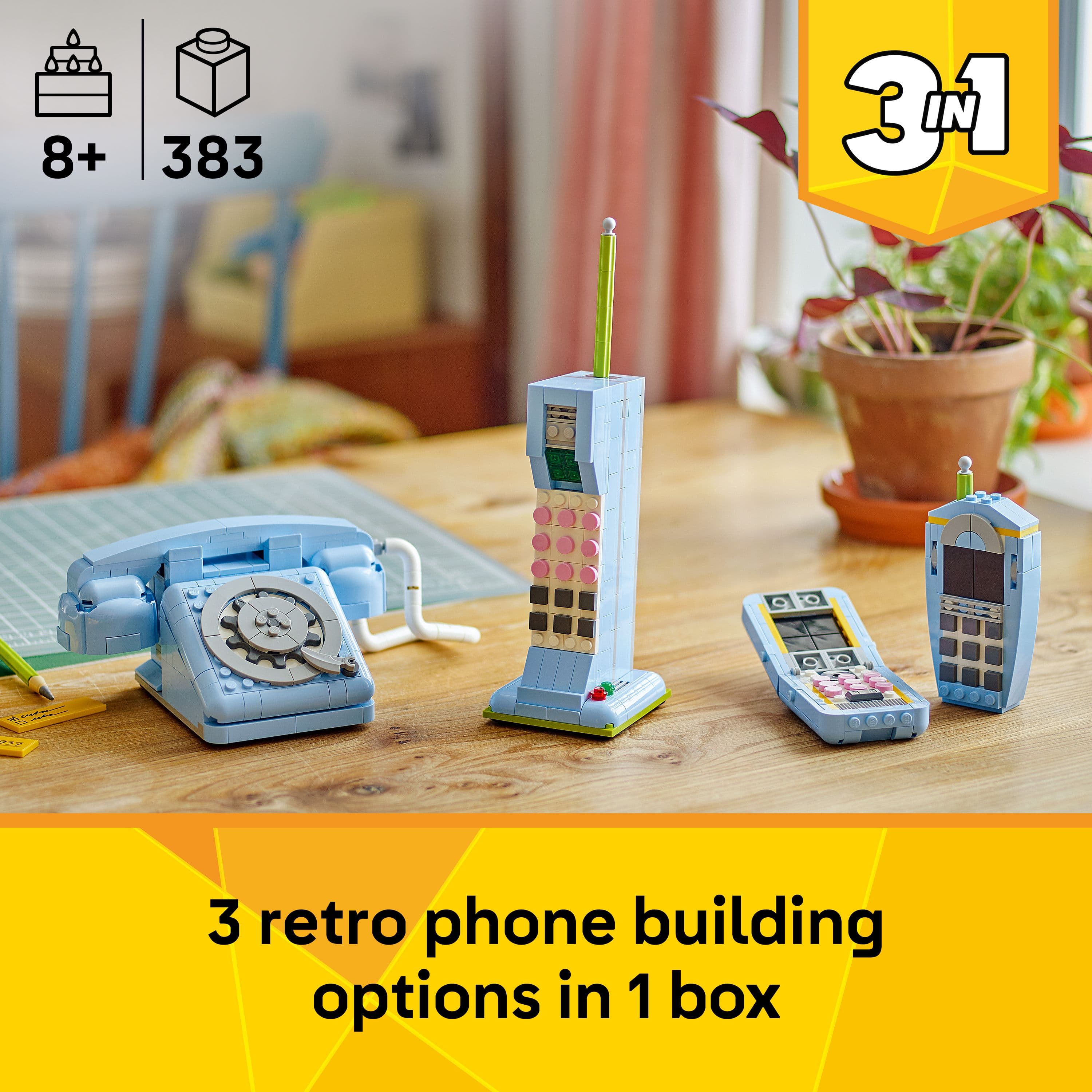 Curious Minds Toys & Games > Toys > Construction Toys > Interlocking Blocks > LEGO > LEGO Creator Lego Creator 3 in 1 31174 Retro Telephone Rebuildable Set for Ages 8+