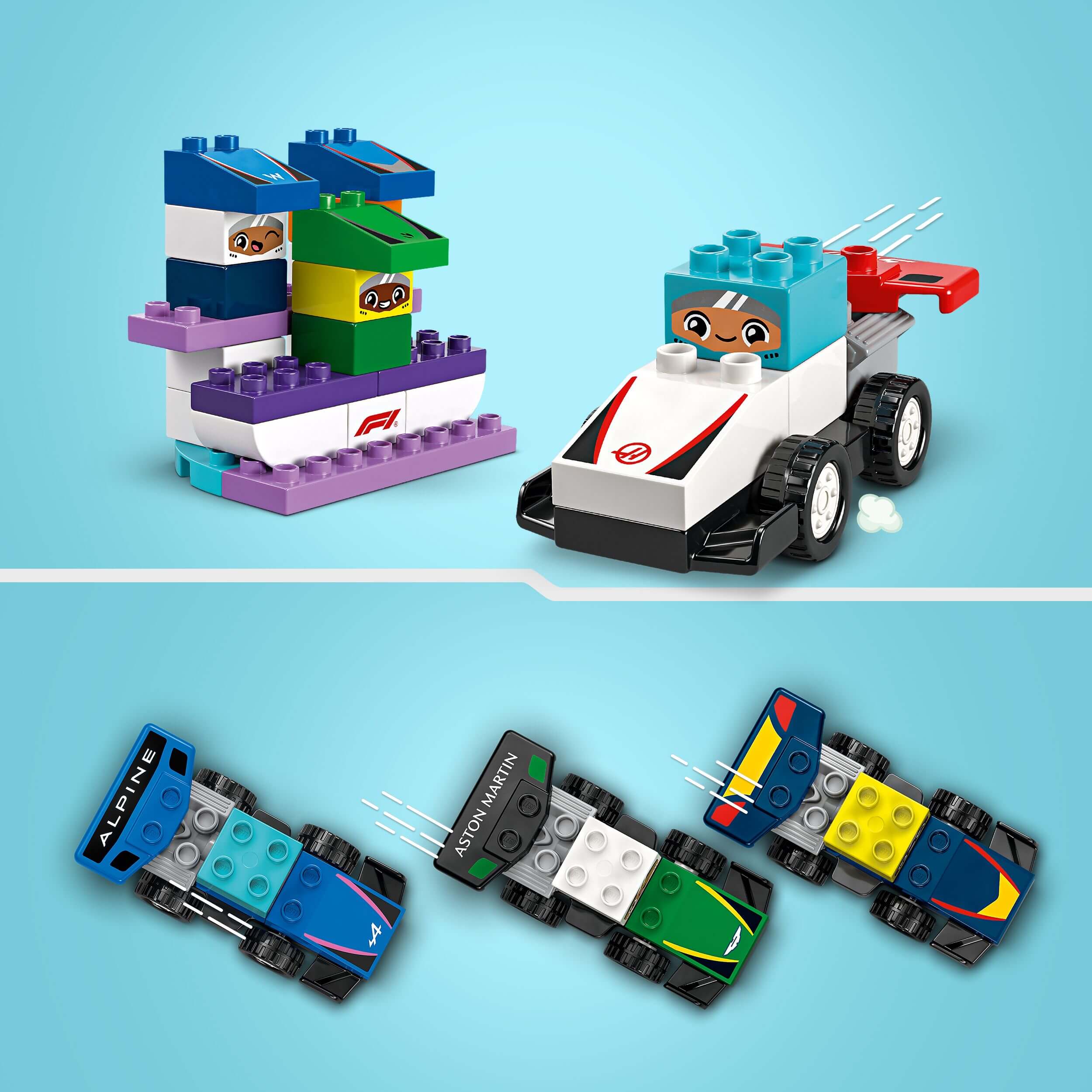 Curious Minds Toys & Games > Toys > Construction Toys > Interlocking Blocks > LEGO > LEGO Duplo Lego Duplo 10445 F1 Team Race Cars & Drivers for Toddlers Ages 2 & Up