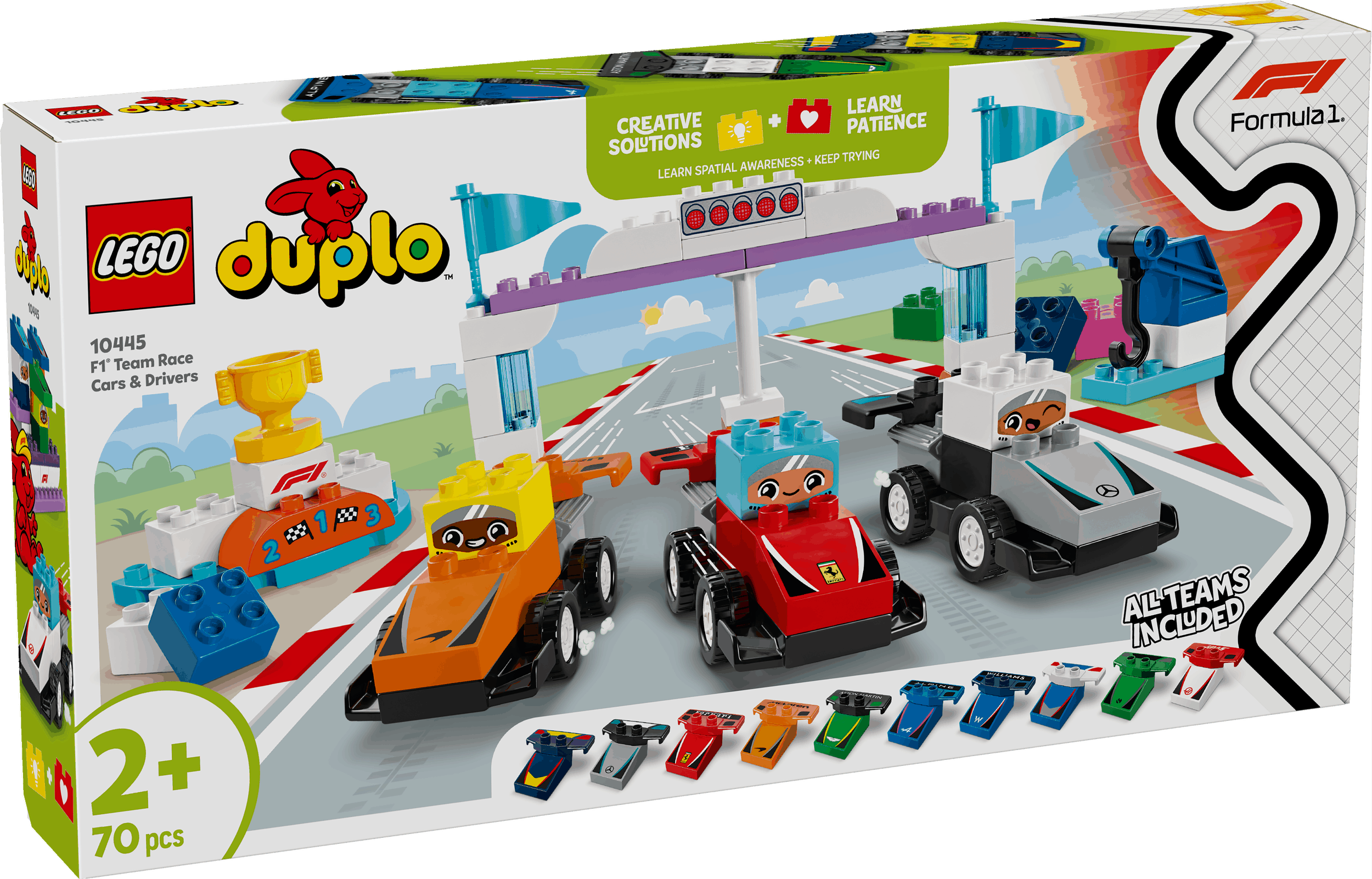 Curious Minds Toys & Games > Toys > Construction Toys > Interlocking Blocks > LEGO > LEGO Duplo Lego Duplo 10445 F1 Team Race Cars & Drivers for Toddlers Ages 2 & Up