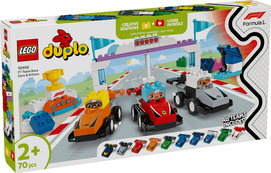 Curious Minds Toys & Games > Toys > Construction Toys > Interlocking Blocks > LEGO > LEGO Duplo Lego Duplo 10445 F1 Team Race Cars & Drivers for Toddlers Ages 2 & Up