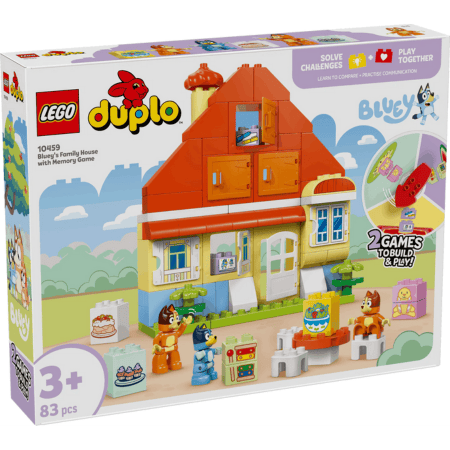 Curious Minds Toys & Games > Toys > Construction Toys > Interlocking Blocks > LEGO > LEGO Duplo Lego Duplo Bluey 10459 Bluey's Family House with Memory Game Ages 3+
