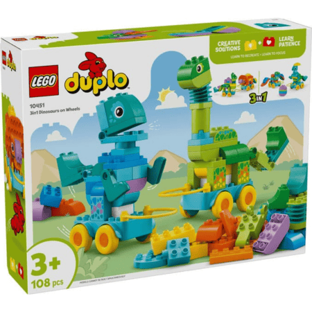 Curious Minds Toys & Games > Toys > Construction Toys > Interlocking Blocks > LEGO > LEGO Duplo Lego Duplo Town 10451 3 in 1 Dinosaurs on Wheels Set for Ages 3 and Up
