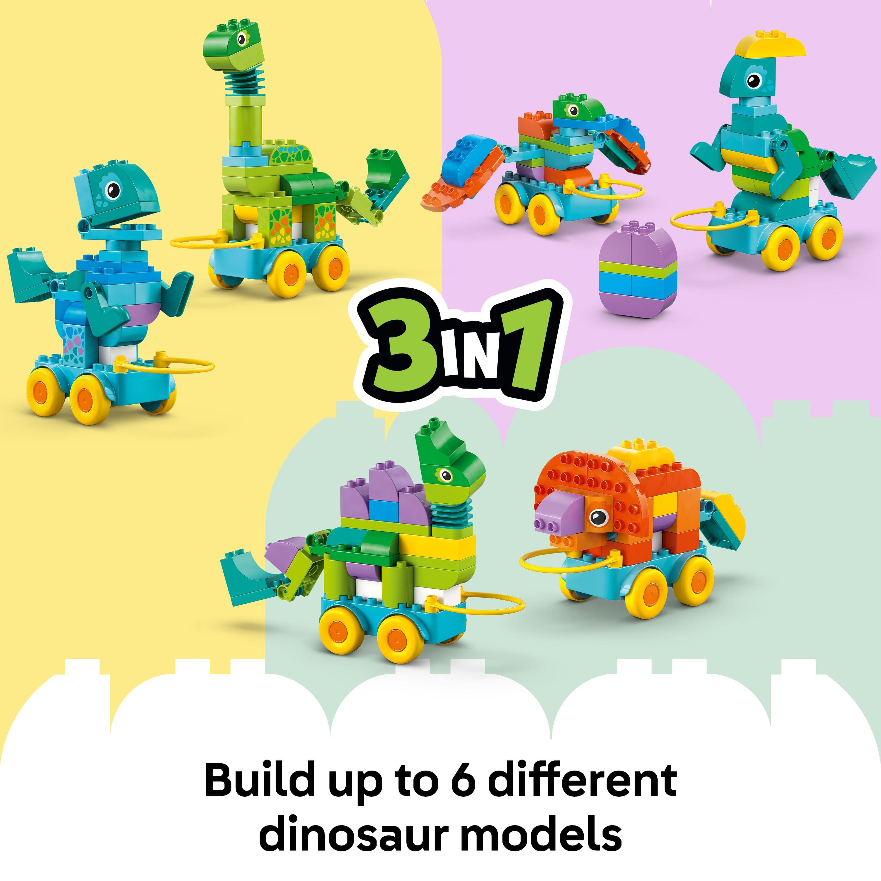 Curious Minds Toys & Games > Toys > Construction Toys > Interlocking Blocks > LEGO > LEGO Duplo Lego Duplo Town 10451 3 in 1 Dinosaurs on Wheels Set for Ages 3 and Up