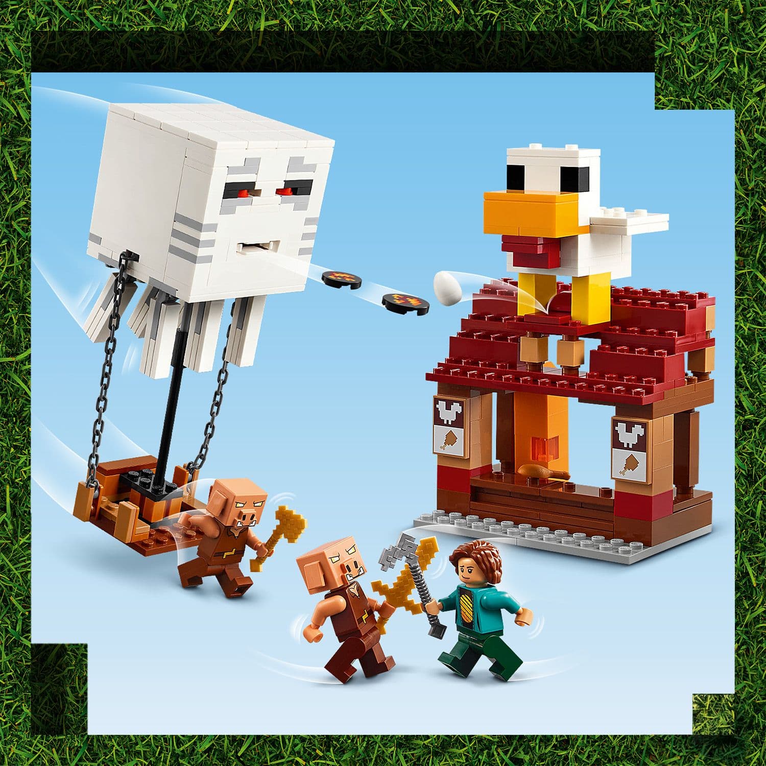 Curious Minds Toys & Games > Toys > Construction Toys > Interlocking Blocks > LEGO > LEGO Minecraft Lego Minecraft Movie 21273 The Ghast Balloon Village Attack Ages 10+