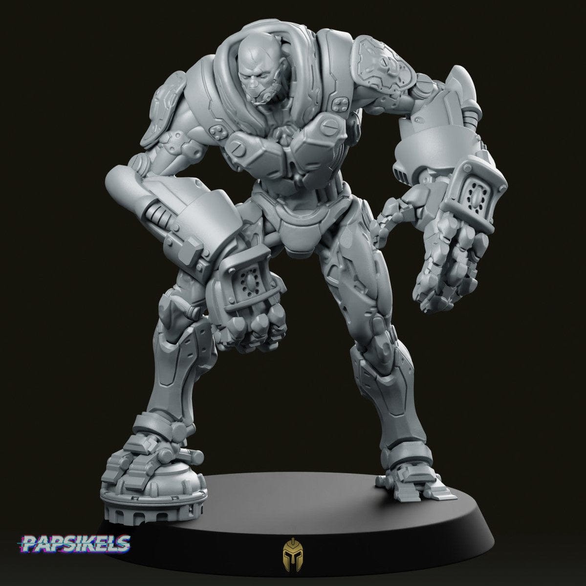 We Print Miniatures Science Fiction Cyborgpunk Bald Heavy Goon Aggro Crusher Miniature