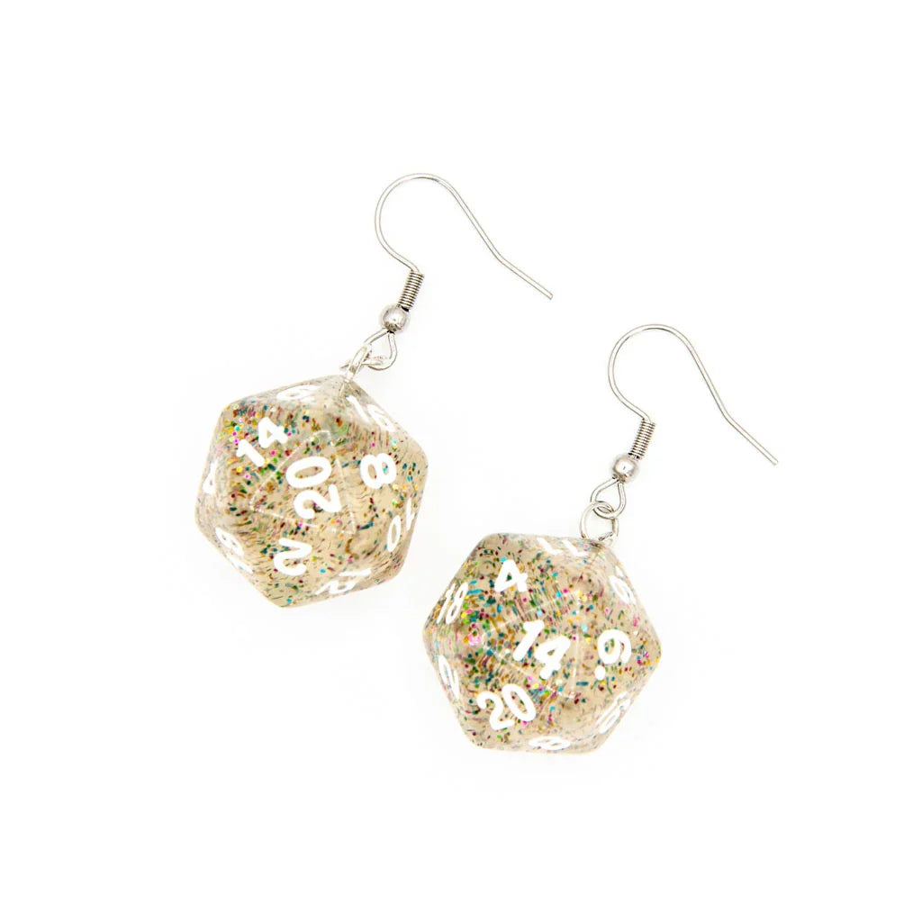 D20 Earrings | Rainbow Sparkle - Earrings