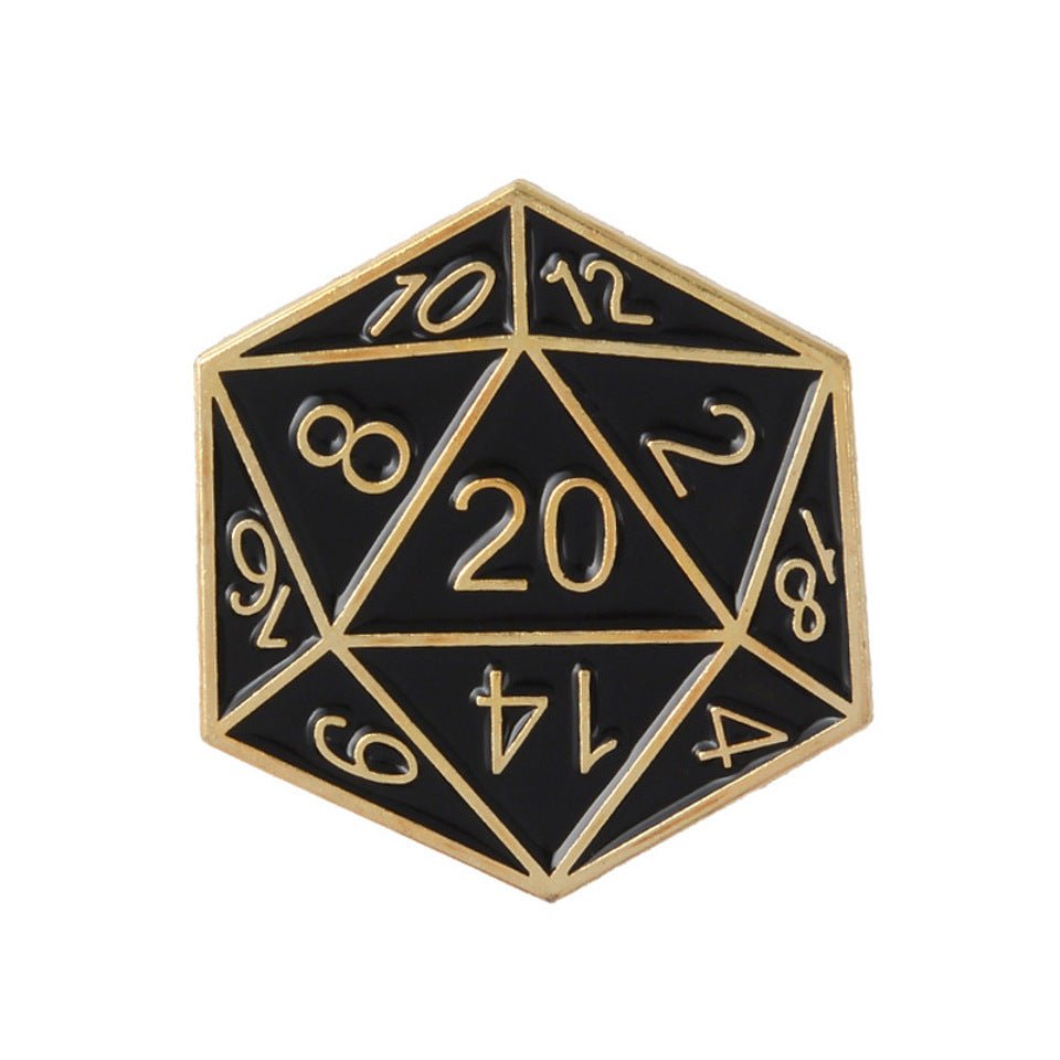 D20 Pin Badge | Black & Gold - Badges