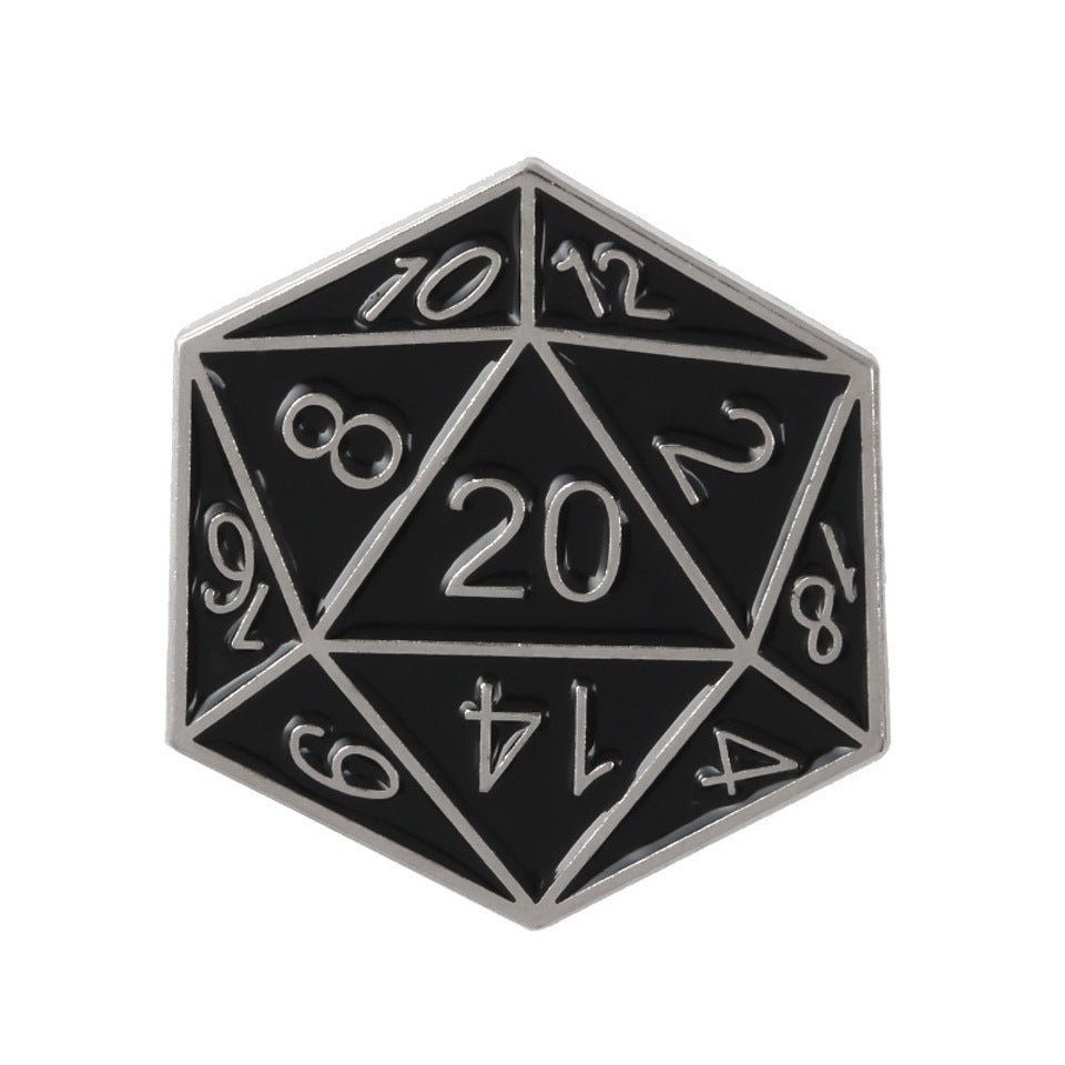 D20 Pin Badge | Black & Silver - Badges