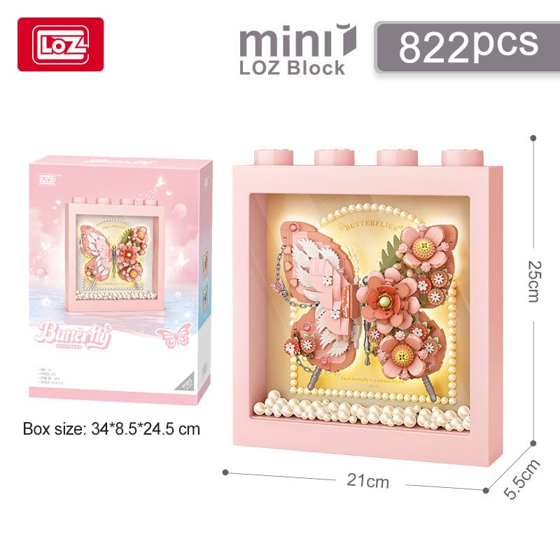 LOZ Pink Butterfly Flowers Frame 1960 6932691919603