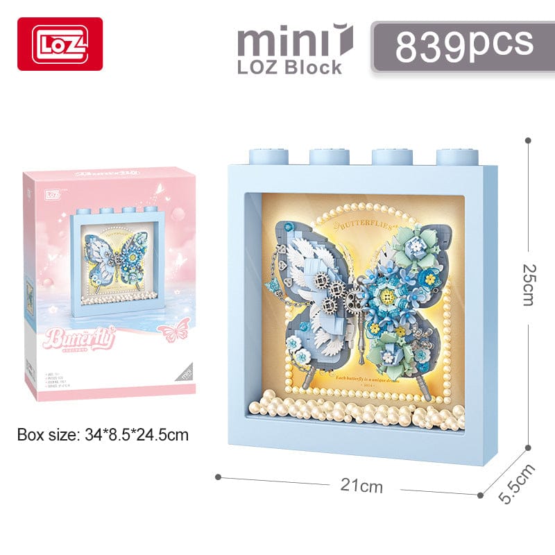 LOZ Blue Butterfly Flowers Frame 1961 6932691919610