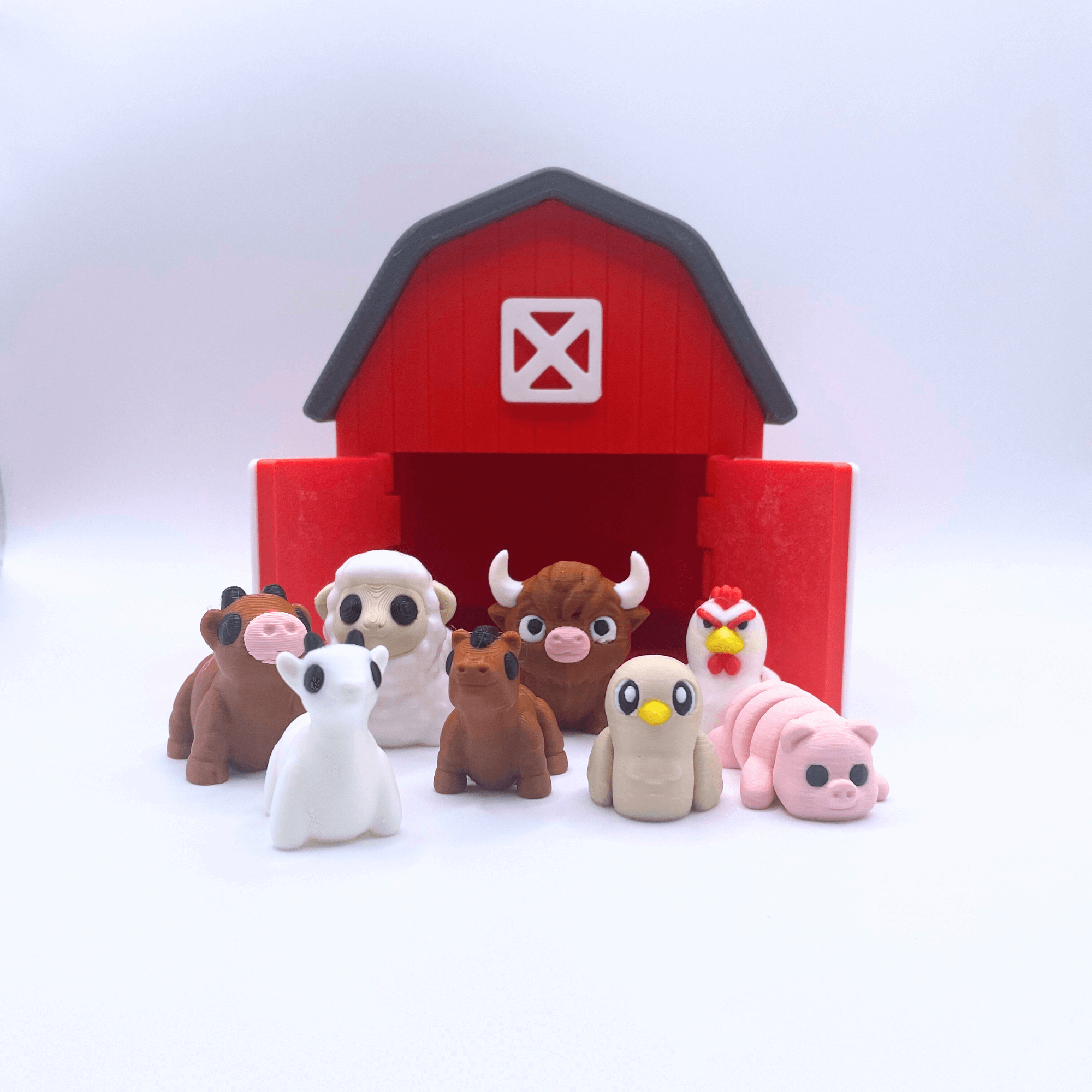 Dans Fidget Foundry Figurine 8 Animals and Barn Farm Animals Collection