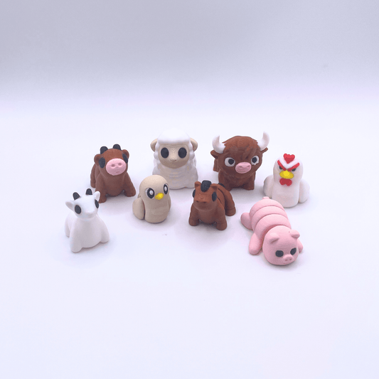 Dans Fidget Foundry Figurine 8 Animals Farm Animals Collection