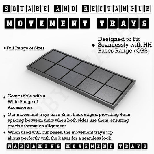 Movement Tray Rectangle Movement Trays | Cavalry & Monsters | 50×25-100×60mm | OBS System