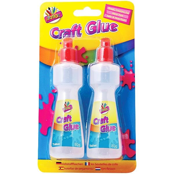 Arts & Crafts > Stationary > Glue Children's Pack of 2 Non-Toxic 80g Craft Glue Bottles with Applicators 5013922060071