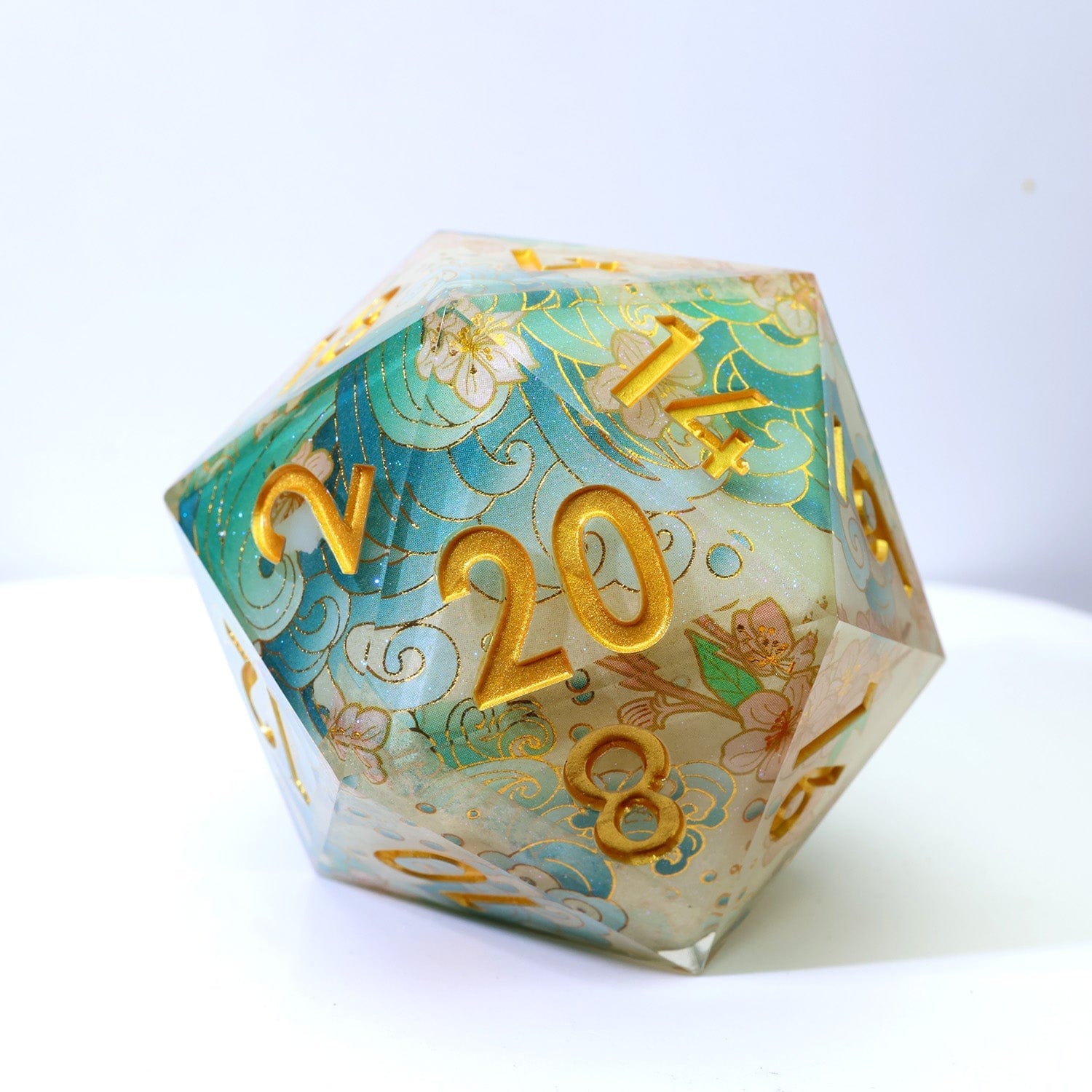 Tabletop Dominion DICE Emerald Tide | 33mm D20 | Oversized Art Core Dice
