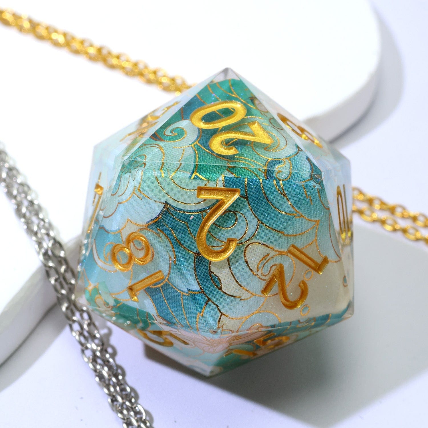 Tabletop Dominion DICE Emerald Tide | 50mm D20 | Oversized Art Core Dice