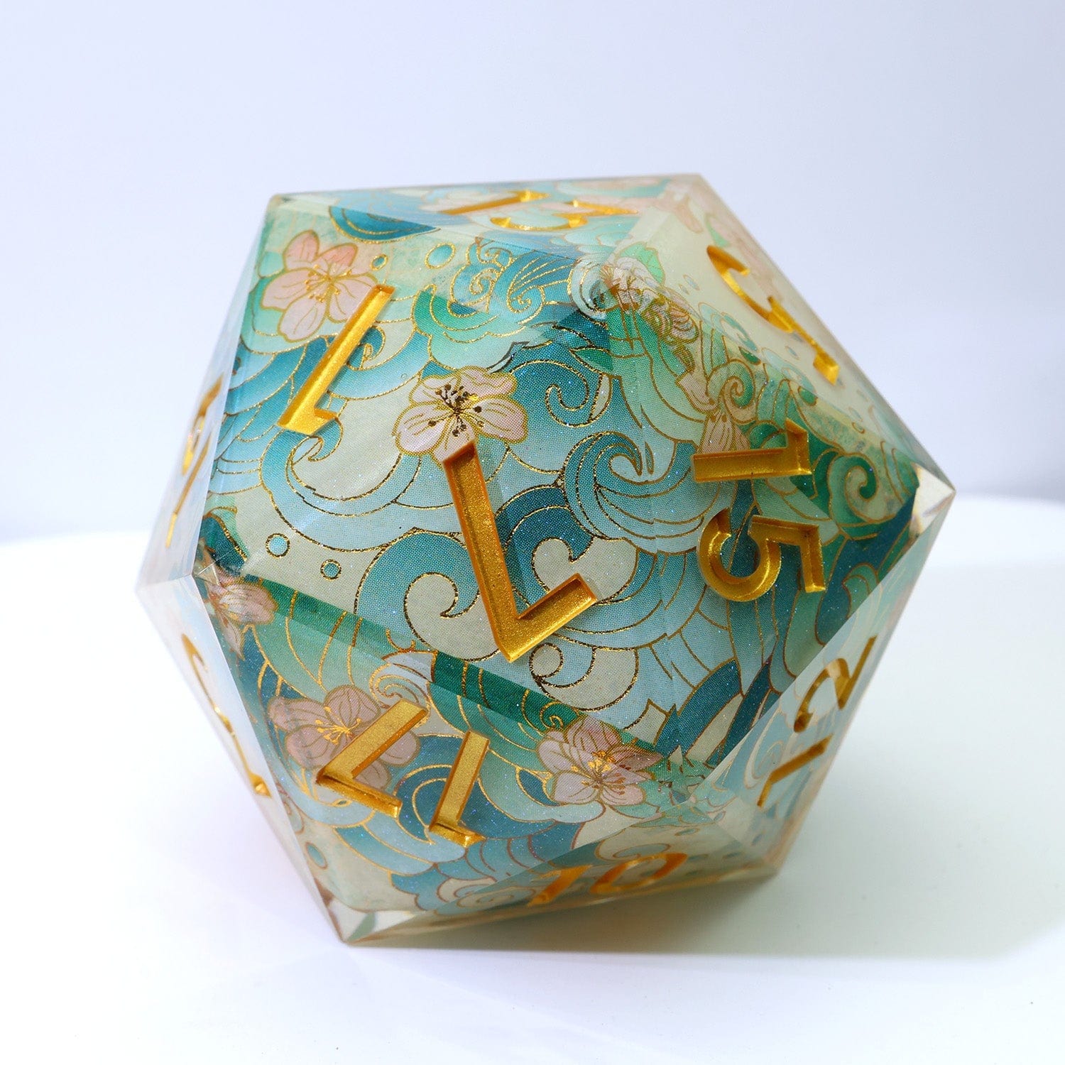 Tabletop Dominion DICE Emerald Tide | 50mm D20 | Oversized Art Core Dice