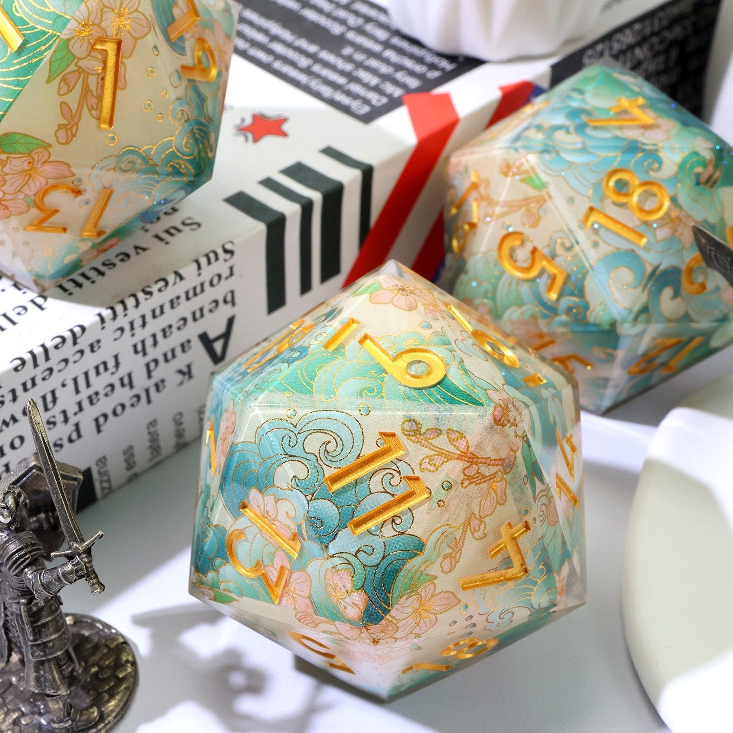 Tabletop Dominion DICE Emerald Tide | 50mm D20 | Oversized Art Core Dice