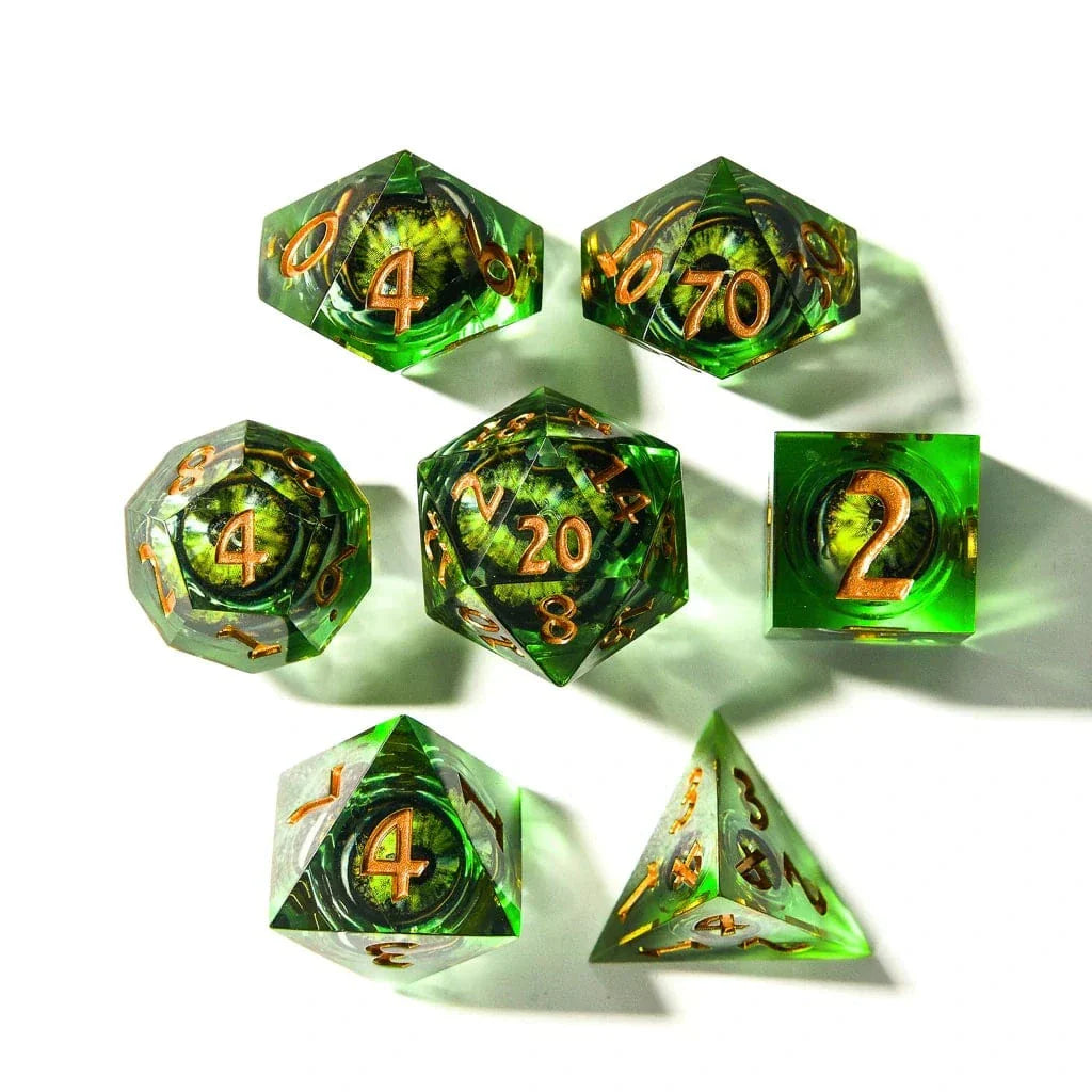 Tabletop Dominion DICE Eye of Emerald | Moving Eye | 7 Piece Set