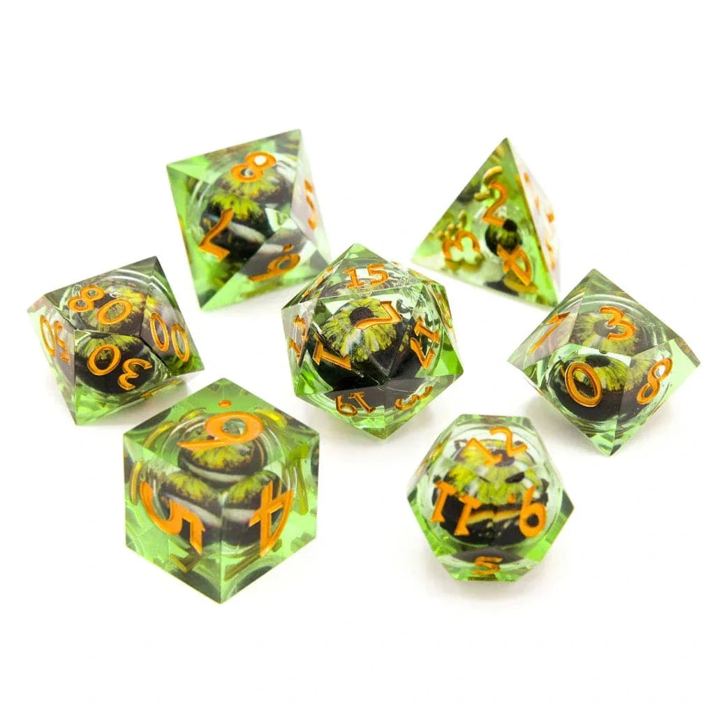 Tabletop Dominion DICE Eye of Emerald | Moving Eye | 7 Piece Set