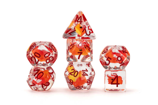 FanRoll by Metallic Dice Games Dice Dragon Storm Inclusion Resin Dice Set: Red Dragon